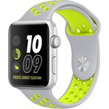 Quse Apple Watch Series SE/10/9/8/7/6/5/4/3 49mm-46mm-45mm-44mm-42mm Uyumlu M/L Delikli Spor Silikon Kordon Gri/Yeşil - Gri - Yeşil