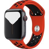 Quse Apple Watch Series SE/10/9/8/7/6/5/4/3 49mm-46mm-45mm-44mm-42mm Uyumlu M/L Delikli Spor Silikon Kordon Siyah/Kırmızı - Siyah - Kırmızı
