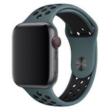 Quse Apple Watch Series SE/10/9/8/7/6/5/4/3 49mm-46mm-45mm-44mm-42mm Uyumlu M/L Delikli Spor Silikon Kordon Yeşil/Siyah - Yeşil - Siyah