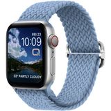 Quse Apple Watch Series SE/10/9/8/7/6/5/4/3 ile Uyumlu 42mm-41mm-40mm-38mm Ayarlanabilir Tokalı Örgü Kordon Duman Mavisi - (Series 10/11 42Mm) - 41Mm - 40Mm - 38Mm