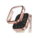 Quse Kasa Koruyucu Kılıf, Apple Watch Series SE/9/8/7/6/5/4 ile Uyumlu, Ekran Koruyucu, Suya Dayanıklı, 45MM/44MM/41MM/40MM (Mat Rose Gold, 40MM)