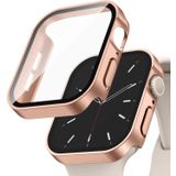 Quse Kasa Koruyucu Kılıf, Apple Watch Series SE/9/8/7/6/5/4 ile Uyumlu, Ekran Koruyucu, Suya Dayanıklı, 45MM/44MM/41MM/40MM (Mat Rose Gold, 45MM)