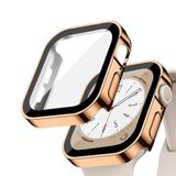 Quse Kasa Koruyucu Kılıf, Apple Watch Series SE/9/8/7/6/5/4 ile Uyumlu, Ekran Koruyucu, Suya Dayanıklı, 45MM/44MM/41MM/40MM (Rose Gold, 45MM)