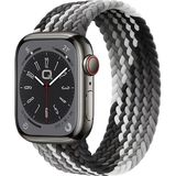 Quse Solo Loop Örgü Kordon, Apple Watch Series SE/11/10/9/8/7/6/5/4/3 Uyumlu 42mm-41mm-40mm-38mm, Small, Gradyan Siyah - Siyah - Gri