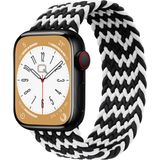 Quse Solo Loop Örgü Kordon, Apple Watch Series SE/11/10/9/8/7/6/5/4/3 Uyumlu 42mm-41mm-40mm-38mm, Small, Siyah Dalga - Siyah - Beyaz