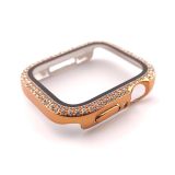 Quse Taşlı Kasa Koruyucu, Apple Watch Series 10 9 8 7 6 5 4 3 ile Uyumlu 46mm/45mm/44mm/42mm/41mm/40mm/38mm Ekran Koruyucu (Rose Gold, 45MM)
