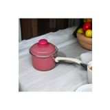 qussine Emaye Yumurta Haşlama Sos Mama Tavası 12 Cm 800ml Kırmızı Kapaklı