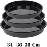 Qussine Emaye Yuvarlak Siyah Fırın Tepsi Seti 34-36-38 cm - 32 cm