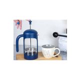 Qussine Tohana Bitki Çayı Demliği French Press Süzgeçli Çay Kahve Kupası 600 ml Lacivert