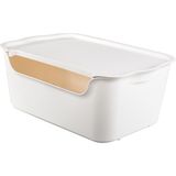 Qutu 15 L Dikdörtgen Saklama Kutusu Beyaz Plastik Kilitsiz Kapaklı 39x25x17 cm