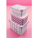 QUTU Style Box Ladys Secret Desenli 3 Parça Dekoratif Saklama Kutusu Seti