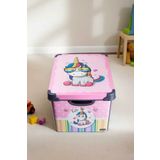 QUTU Style Box Retro Unicorn Desenli 20 L Dekoratif Oyuncak ve Saklama Kutusu