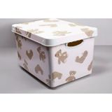 QUTU Style Box Teddy Bear Desenli 20 L Dekoratif Oyuncak ve Saklama Kutusu