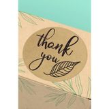 Quu ART 90 Adet - 3X3Cm - Thank You Kraft Yaprak Figürlü Kargo Kutu Ambalaj Sticker Yuvarlak Paket Etiketi 3X3Cm - St2064