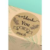 Quu ART 90 Adet - 3X3Cm - Thank You So Much Kraft Çiçekli Kargo Kutu Ambalaj Sticker Yuvarlak Paket Etiketi 3X3Cm - St2070