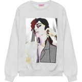 Quzu Baskı Ve Aplike Detaylı Sweatshirt Gri