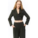 Quzu Crop Haki Kadın Ceket 51287 - M