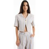 Quzu Etiket Detaylı Crop Ekru Kadın Ceket CKT00449