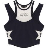 Quzu Halter Yaka Atletli Bluz Lacivert - S