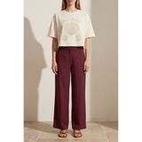 Quzu Kadın Ekru İnci Detaylı Nakışlı T-Shirt Oversize Basic Yazlık Tişört