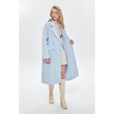 Quzu Kırçıllı Oversize Kaban Mavi