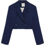 Quzu Kruvaze Crop Blazer Ceket Lacivert