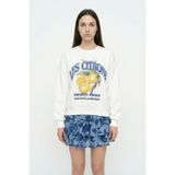 Quzu Limon Baskılı Bisiklet Yaka Oversize Sweatshirt Ekru