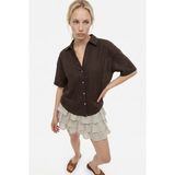 Quzu Transparan Oversize Kahverengi Kadın Gömlek GML02221