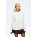 Quzu Tül Tişört Garnili Oversize Sweatshirt Ekru