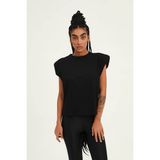 Quzu Vatkalı Basic Siyah Kadın Kolsuz T-Shirt 18802 - M