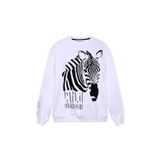 Quzu Zebra Baskılı Sweatshirt Beyaz
