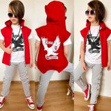 Quzucuk Kids Erkek Çocuk Kuş Figürlü Kırmızı Yelekli Takım