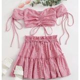 Quzucuk Kids Kız Çocuk Baharlık Pembe Büstiyerli Takım