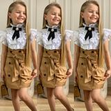 Quzucuk Kids Kız Çocuk Çantalı Krem Etekli Takım