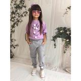 Quzucuk Kids Kız Çocuk Pamuk Figürlü Mor Eşofman Takımı - 1 - 2 Yaş - Açık Mor