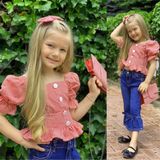 Quzucuk Kids Kız Çocuk Pembe Pitikareli Çantalı Takım