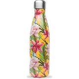 Qwetch QD3106 Tropik Çiçek Desenli Isı Yalıtımlı 500 ml Sarı Termos