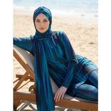 Qymos Prive Qymos Prıve Batik Desenli Güneş Geçiren & Bronzlaştıran Hava Geçirgen Bone ve Eşarplı Tesettür Mayo - Çok Renkli