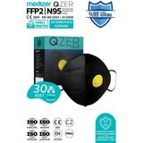 Qzer Siyah 5 Katlı Ventilli Ffp2 Nr N95 Maske - 30 Adet