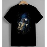 R D Robot Star Wars Suluboya Unisex Erkek Kadın Oversize Tişört Siyah - XL