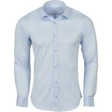 R-Germen Süper Slim Fit Likralı Saten Erkek Spor Gömlek - 2XL - Buz Mavi