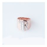 R Harfi Baget Taşlı Rose Gold Kaplama Gümüş Yüzük