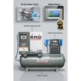 R.M.D KOMPRESÖR 10 Hp 500 lt Depo Üstü Vidalı Hava Kompresör Seti S-10F