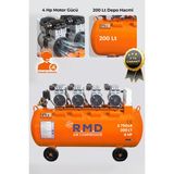 R.M.D KOMPRESÖR 200 Lt Hava Kompresörü Sessiz ve Yağsız S750X4