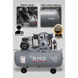 R.M.D KOMPRESÖR Pistonlu Hava Kompresörü Pistonlu 100 Lt 2 Kafa 8 Bar 2 Hp I PA251B