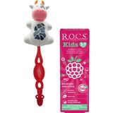 R.O.C.S. 3-7 Yaş Ahududu Smoothıe Ağız Bakım Seti Kırmızı Diş Fırçası ve İnek Saklama Kabı