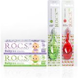R.O.C.S. Baby 0-3 Yaş Diş Ağız Bakım Seti - 2 Diş Macunu ve 2 Diş Fırçası (Kırmızı/yeşil) 4x--Baby