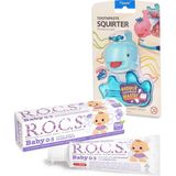 R.O.C.S. Baby 0-3 Yaş Ihlamur Özlü Diş Macunu ve Diş Macunu Sıkacağı Seti Mavi Doğal Bakım