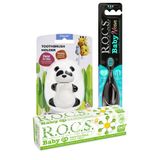 R.o.c.s. Baby Neon Turkuaz Komple Ağız Bakım Seti - Papatya Macun + Neon Fırçası + Panda Saklama Kabı