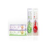 R.O.C.S. Rocs Baby 0-3 Yaş Diş Ağız Bakım Seti - 2 Diş Macunu ve 2 Diş Fırçası (Kırmızı/Yeşil)